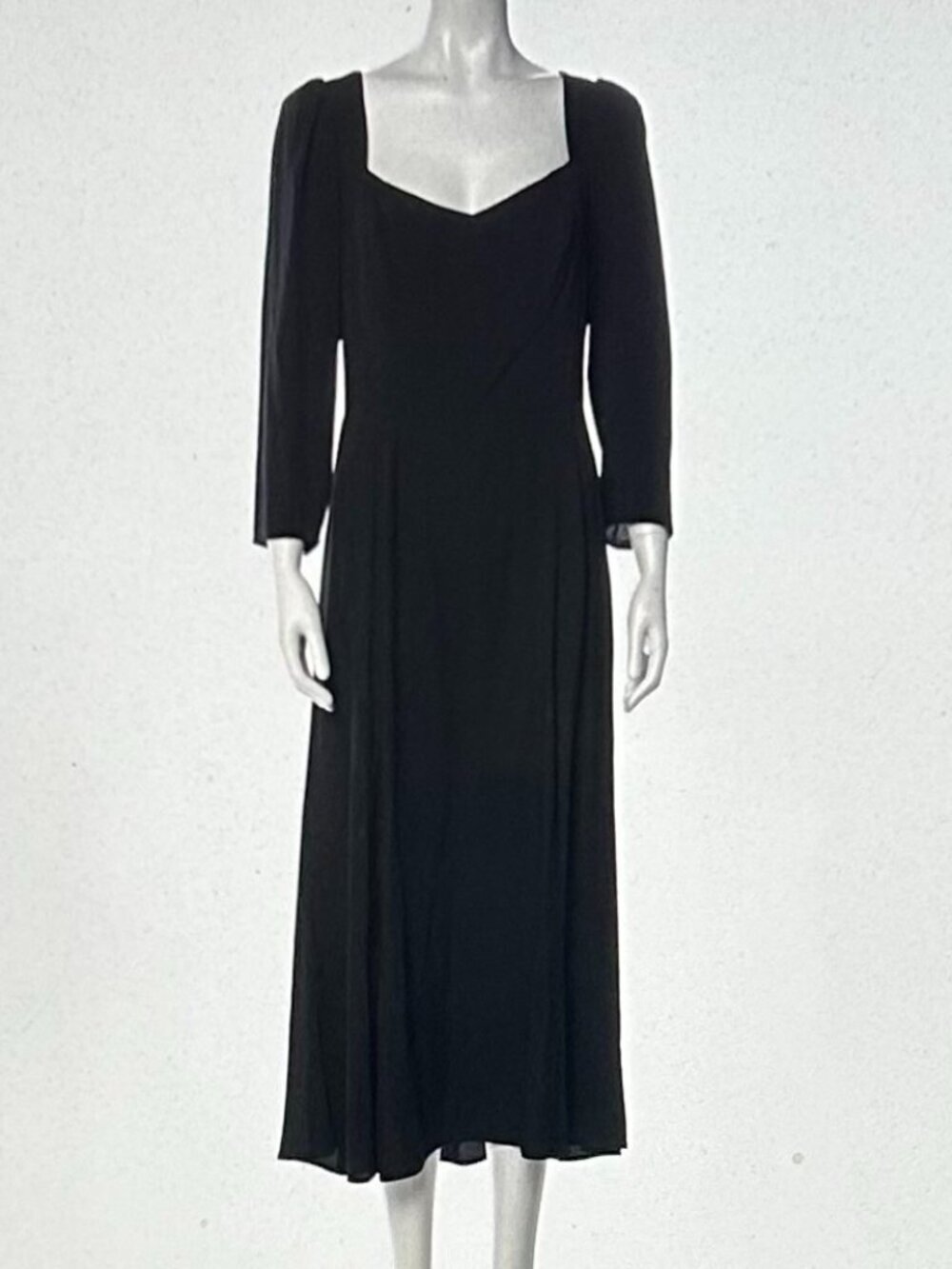 Reformation Square Neckline Long Dress in Black Size L